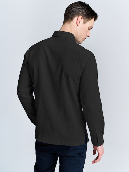 Trevor Long-sleeved Linen Shirt Black
