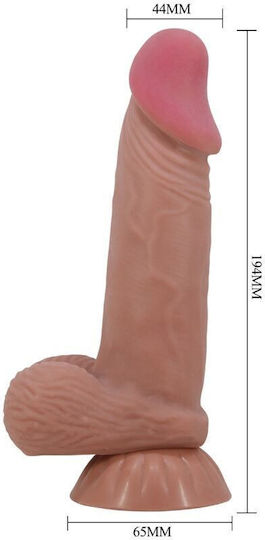 Pretty Love Sliding Skin Series Realistic Dildo Sliding Brown Skin Suction Cup 19.4 Cm