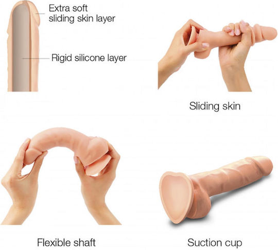 Realistic Dildo Suction Cup Double Skin