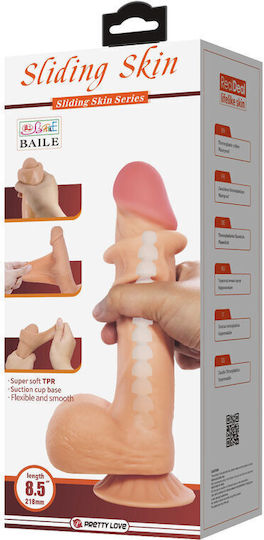Pretty Love Sliding Skin Series Realistic Dildo Sliding Skin Suction Cup 21.8 Cm