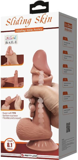 Pretty Love Sliding Skin Series Realistic Dildo Sliding Brown Skin Suction Cup 19.4 Cm