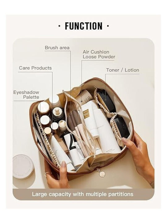 Aj Travel Makeup Bag Νεσεσέρ Τοποθέτηση Καλλυντικών Διαχωριστικά Brown