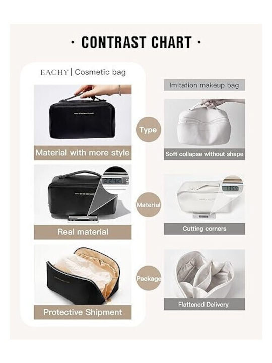 Geantă de machiaj de călătorie Aj, organizator cosmetic cu despărțitoare, negru