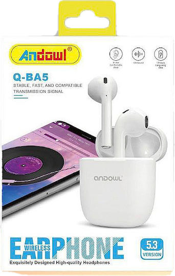 Andowl Q-BA5 In-ear Bluetooth Handsfree Căști cu Carcasă de Încărcare Alb