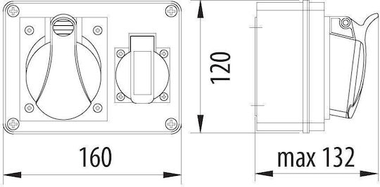PAWBOL 4-Poles Socket Panel Push Button Socket Switch