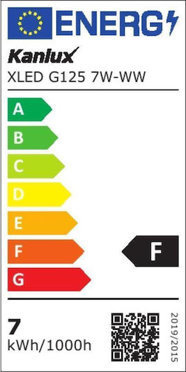 Kanlux LED-Lampe 7W 178mm für Fassung E27 und Form G125 Warmes Weiß 725lm