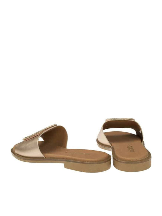 Leather Women's Flat Sandals Bronze