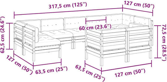 Garten- und Outdoor-Möbelsets Wohnzimmer Typsatz 9 Stück Grau mit Kissen