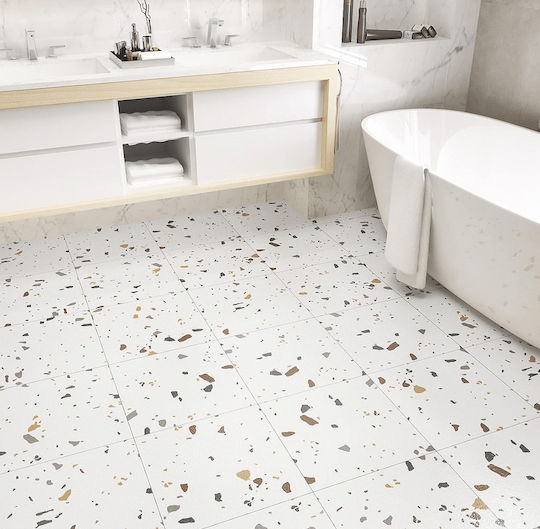 Autocolant pentru gresie și faianță cu design de marmură albă 60x60cm