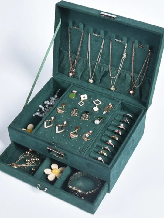 Metallic Green Jewellery Box 23x17x10cm