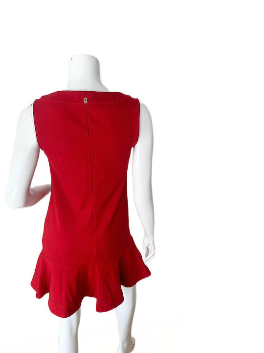 John Galliano Mini Kleid mit Rüschen Rot