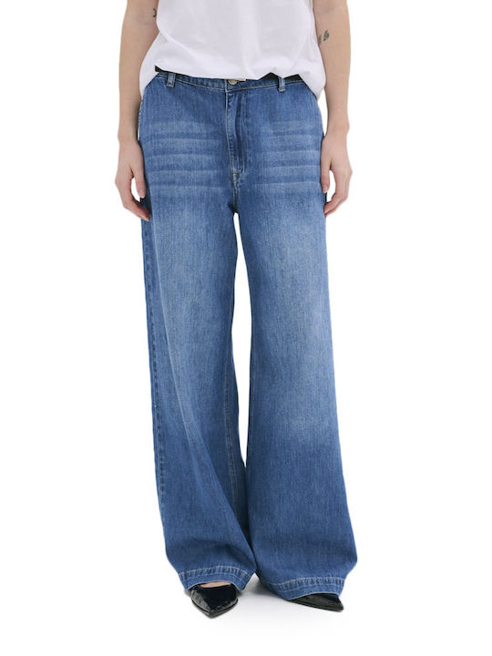 My Essential Wardrobe High Waist Women's Jean Trousers Blue