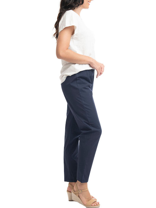 Orientique Women's Fabric Trousers with Elastic Blue