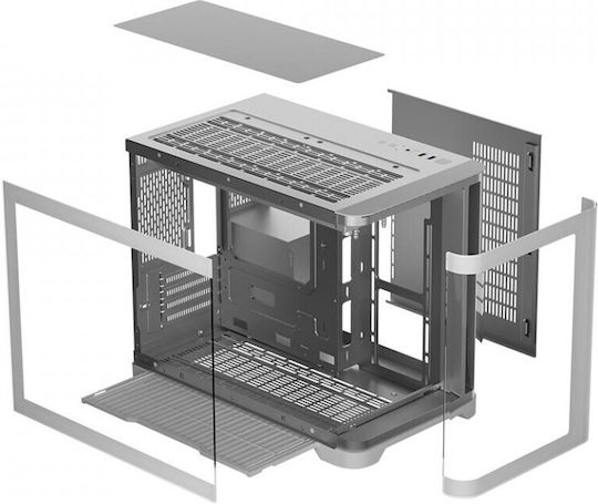 1STPLAYER UV6 Gaming Mini-Turm Computergehäuse mit Seitenfenster Weiß