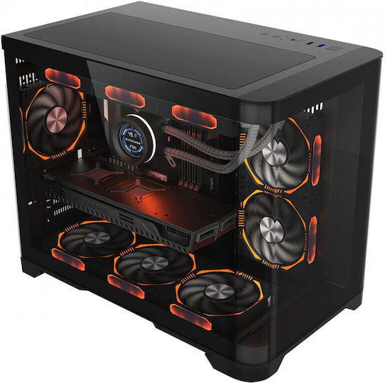 1STPLAYER UV6 Gaming Mini-Turm Computergehäuse mit Seitenfenster Schwarz