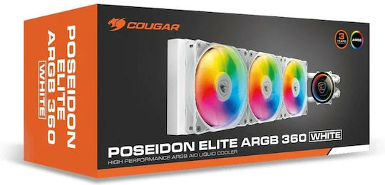 Cougar Poseidon Elite Water Cooling AIO CPU With 3 Fans 120mm And ARGB Lighting White