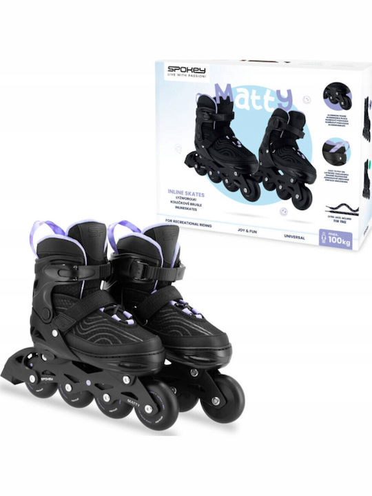 Spokey Adult/Kids Adjustable Inline Rollers Black