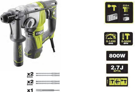 Ryobi Κρουστικό Σκαπτικό Πιστολέτο Ρεύματος 800W με Υποδοχή SDS Plus 5133002517