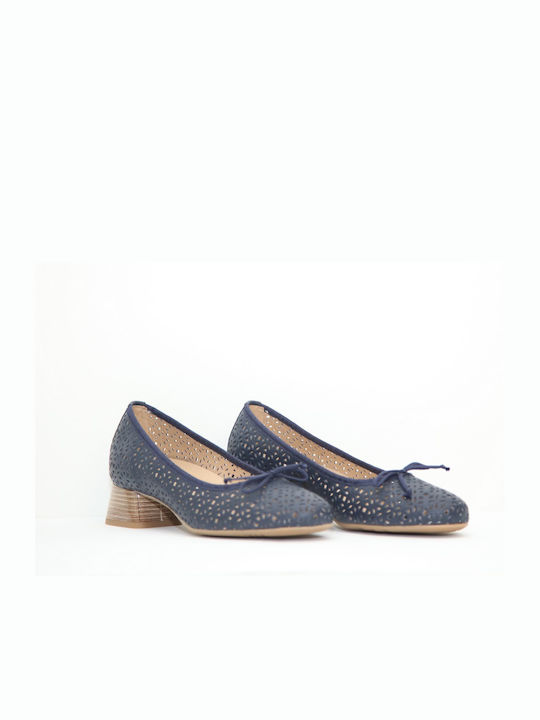 D Chicas Leather Blue Low Heels