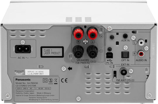 Panasonic Ηχοσύστημα 3.0 SC-PMX90EG SC-PMX90EG-S 120W με CD / Digital Media Player, WiFi και Bluetooth Ασημί