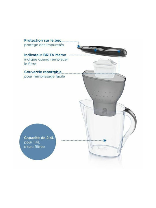 Brita Marella Plastic Jug Graphite with Filter 2400ml
