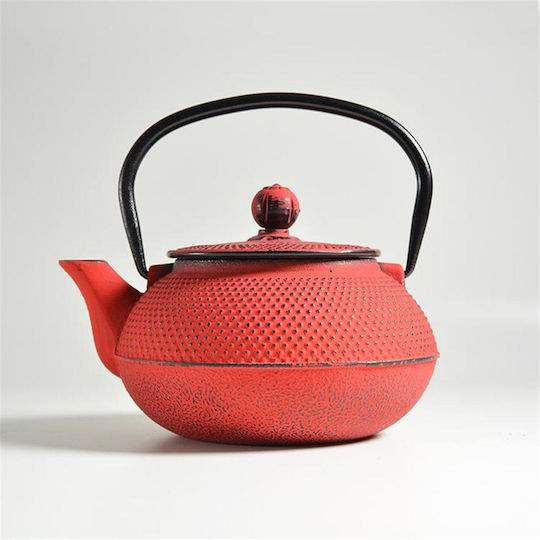 Dinox Oriental Teapot with Filter Cast Iron Red 500ml