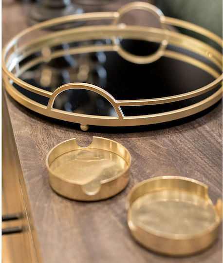 InTheBox Coal Round Coaster Metallic Gold 11cm 4pcs