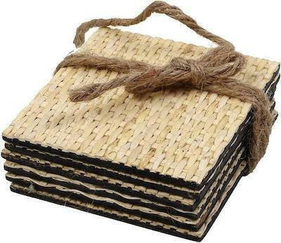 Espiel Square Grass Untersetzer Hölzernes Braun 10x10cm 6Stück