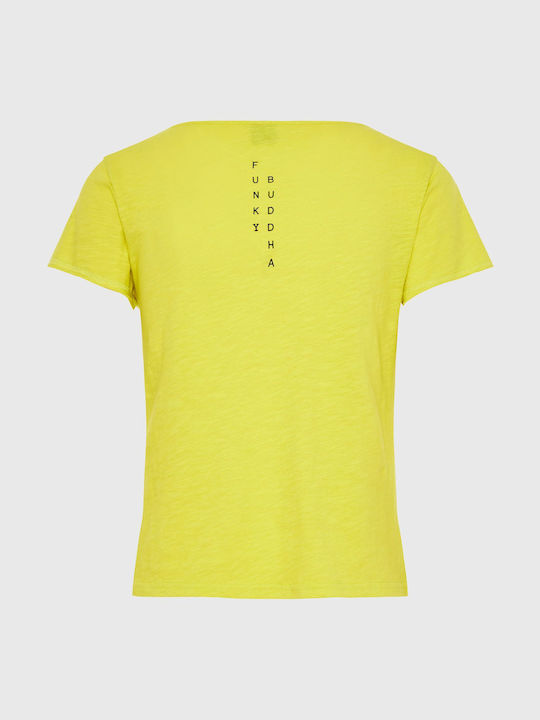 Funky Buddha Women's Athletic T-shirt with V Neck Yellow