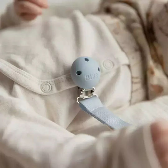 Bibs Blue Fabric Pacifier Ribbon