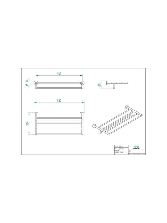 Verdi Wall-Mounted Bathroom Shelf Unit with 5 Positions ​60x9cm White Matt