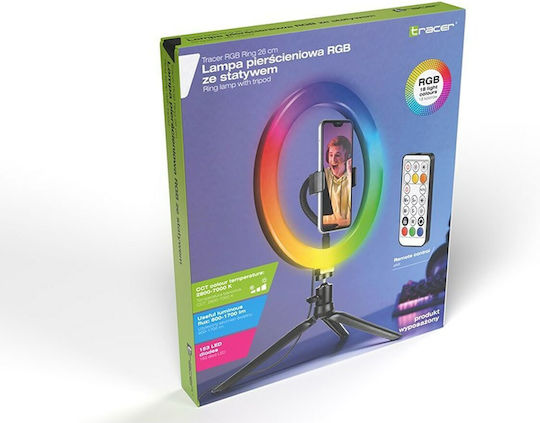 Tracer RGB Ring Light 26cm 2800 - 7000K with Desktop Tripod and Mobile Phone Holder