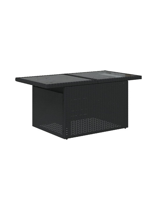 Outdoor Dinner Free Standing Table with Glass Surface and Rattan Frame Natural 100x55x73cm
