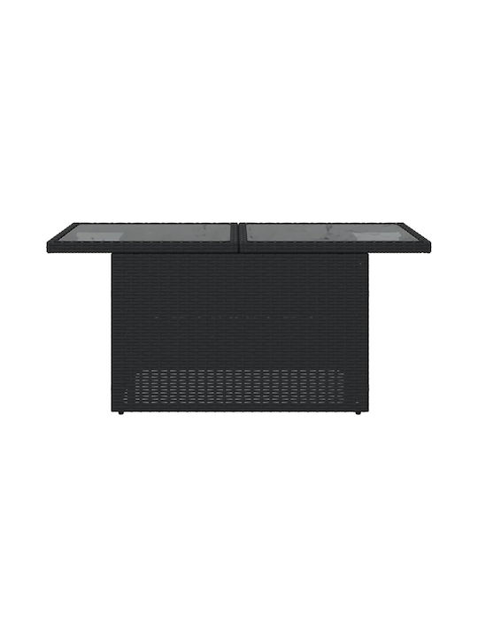 Outdoor Dinner Free Standing Table with Glass Surface and Rattan Frame Natural 100x55x73cm