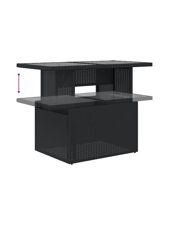 Outdoor Dinner Free Standing Table with Glass Surface and Rattan Frame Natural 100x55x73cm