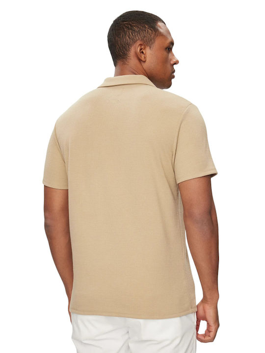 Guess Men's Short Sleeve Blouse Polo Beige