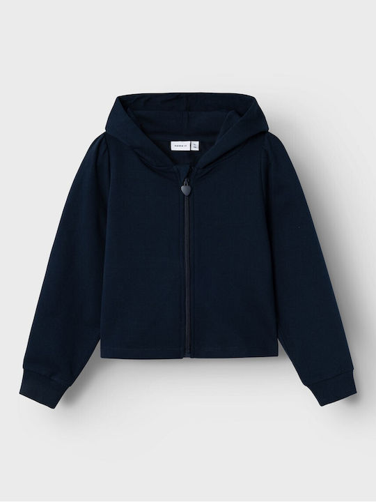 Kinder-Strickjacke mit Kapuze Blau