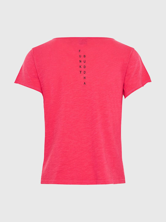 Funky Buddha Women's Athletic T-shirt with V Neck Pink