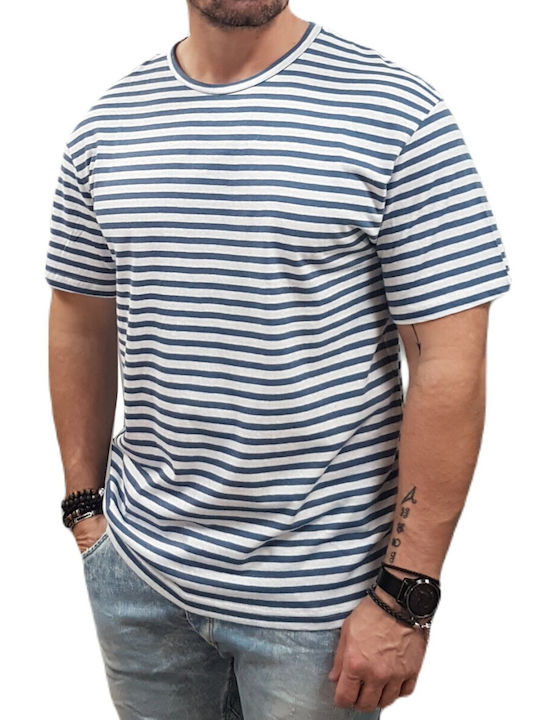 Jack & Jones Ανδρικό T-shirt Κοντομάνικο Blue Horizon Stripe