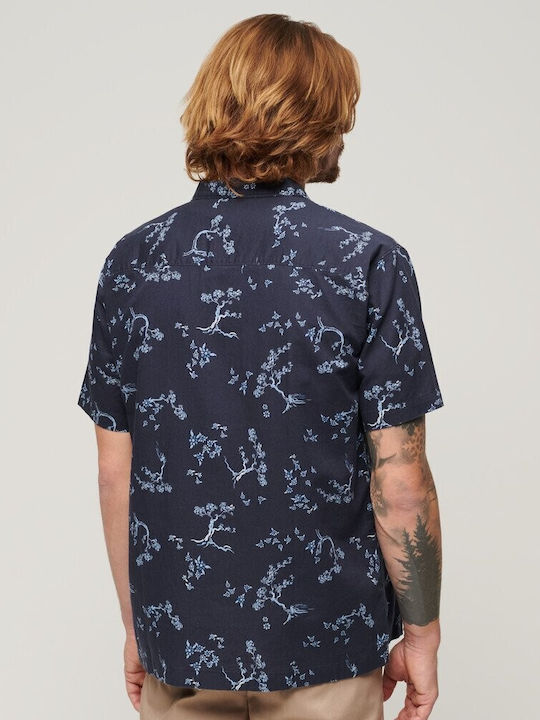 Superdry Men's Shirt Short Sleeve Floral Blue