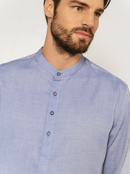 Edward Jeans Men's Shirt Long Sleeve Cotton Blue