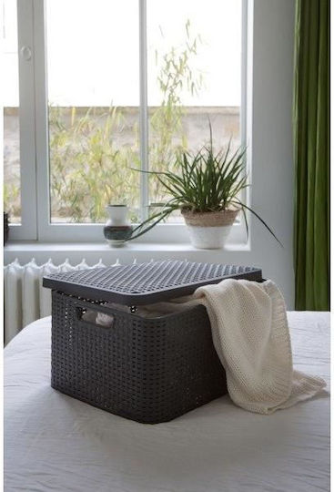 Curver Καλάθι Αποθήκευσης Rattan με Καπάκι Καφέ 30lt