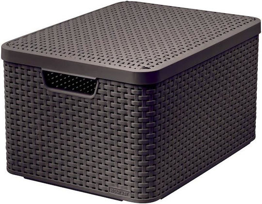 Curver Καλάθι Αποθήκευσης Rattan με Καπάκι Καφέ 30lt