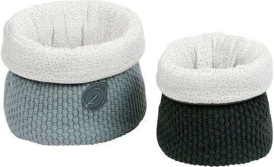 Nattou Storage Basket Fabric Green 20x20cm 2pcs