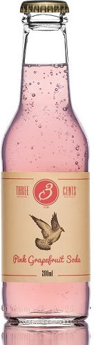 Three Cents Soft Drink Pink Grapefruit with Carbonation in Glass Bottle 200ml