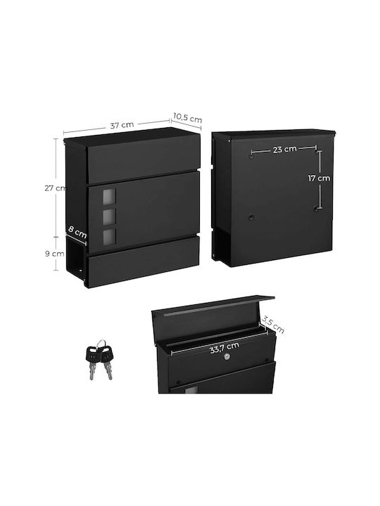 Songmics Outdoor Mailbox Metallic in Black Color 37x10.5x37cm