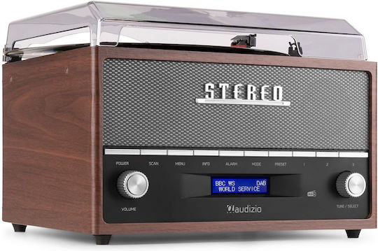 Audizio 102.200 Turntables with Preamp and Built-in Speakers Brown FM Radio / DAB Radio / DAB+ Radio