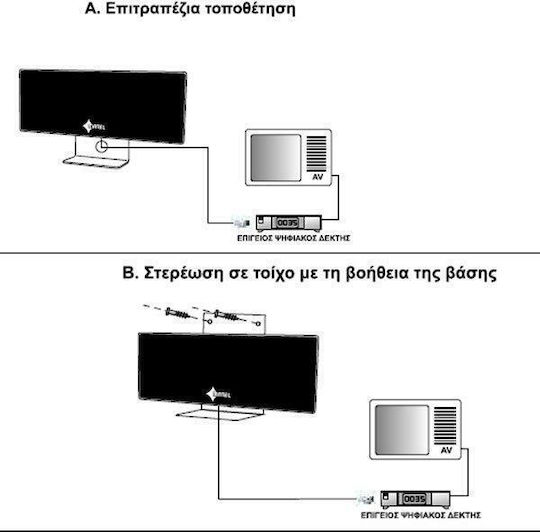 Matel Electronics Anel 2 Εσωτερική Κεραία Τηλεόρασης (δεν απαιτεί τροφοδοσία) σε Μαύρο Χρώμα Σύνδεση με Ομοαξονικό (Coaxial) Καλώδιο