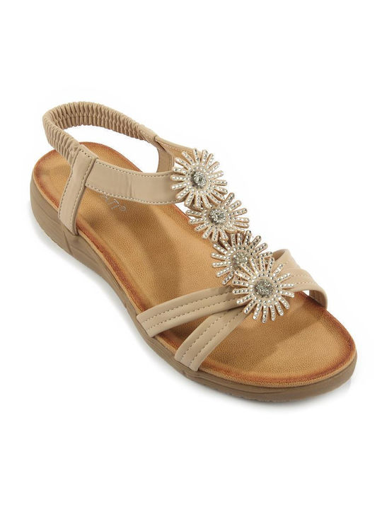 Fshoes Damen Flache Sandalen in Beige Farbe