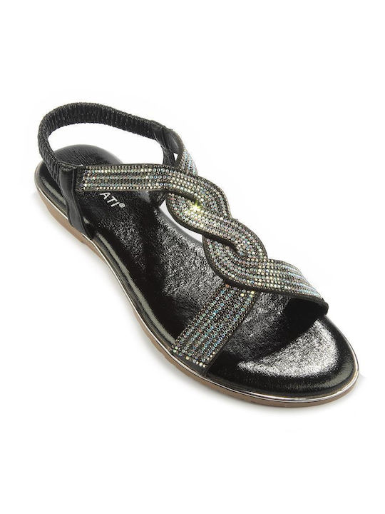 Fshoes Women's Flat Sandals in Black Color